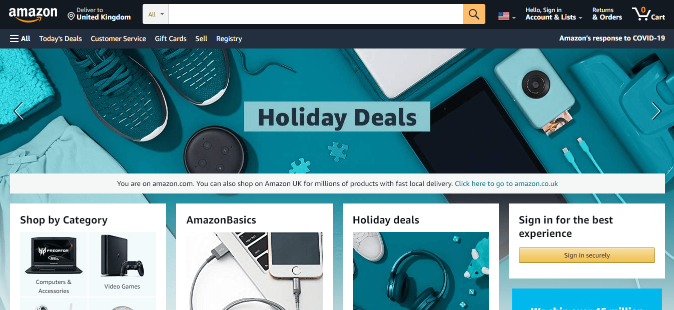 Amazon homepage