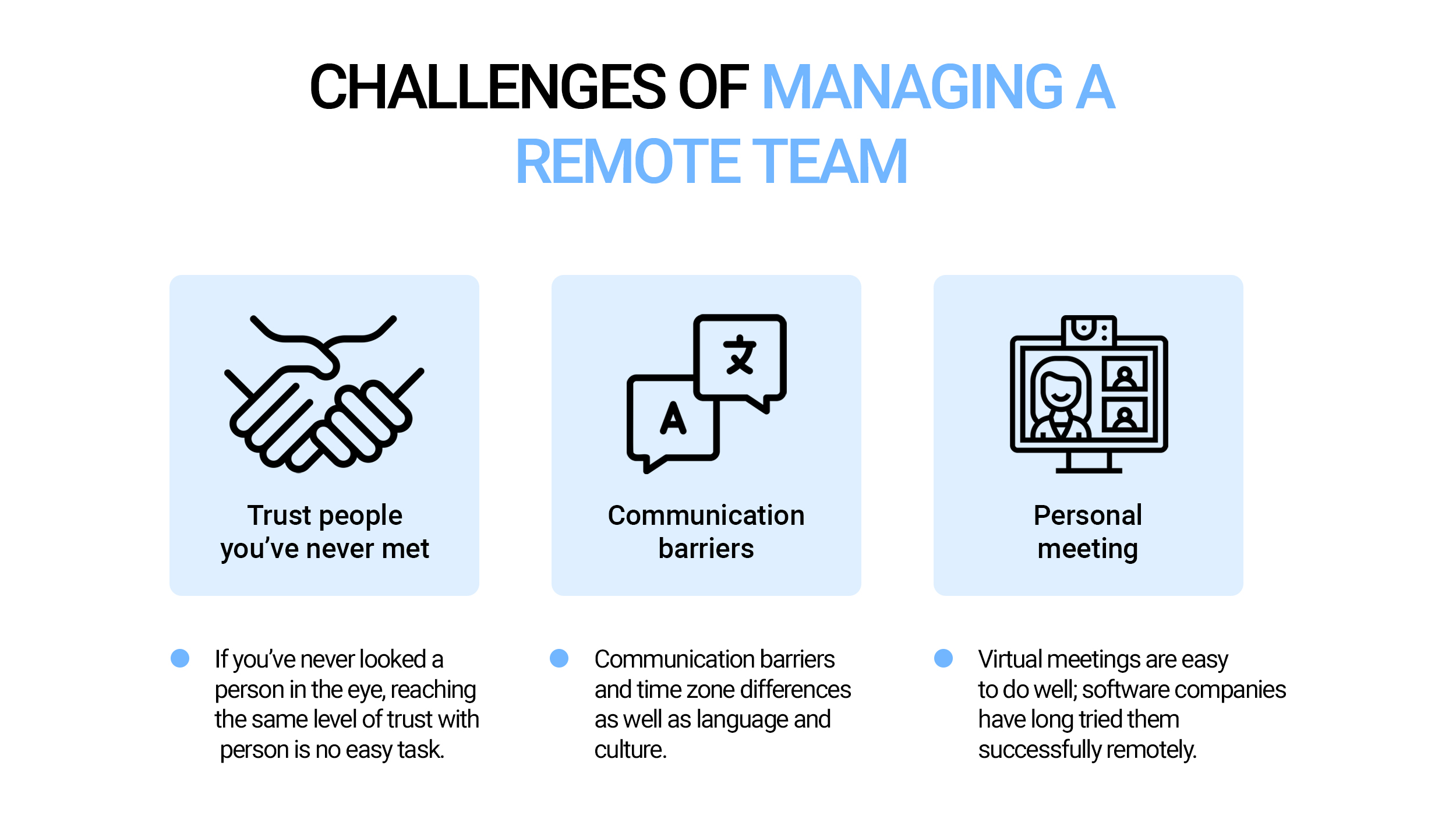 Main challenges in managing remote development teams