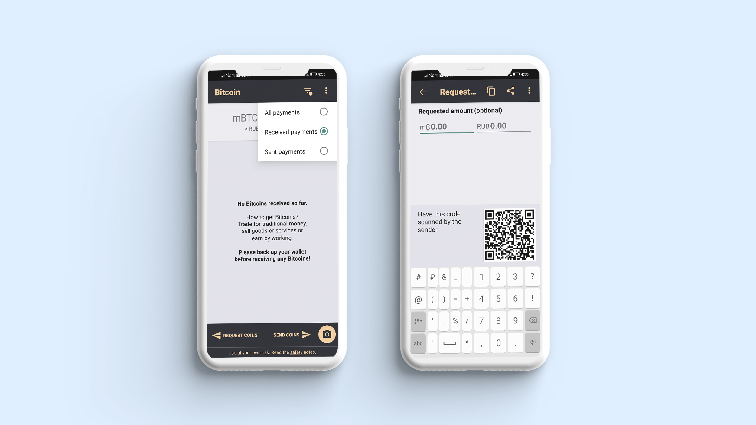 Transaction screen in crypto wallet app