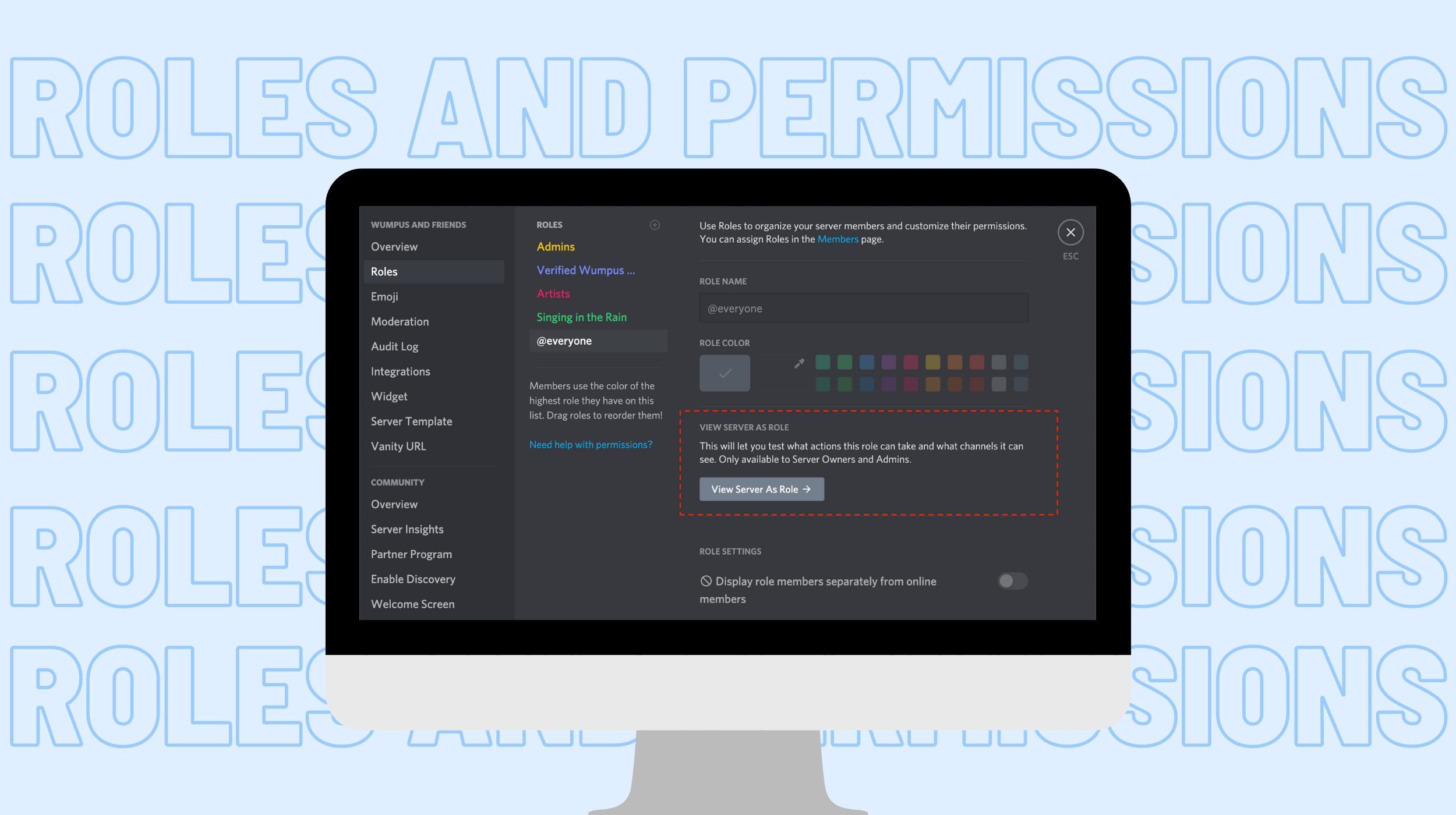 Roles and permissions