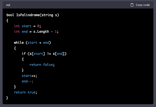 string palindrome chatgpt code